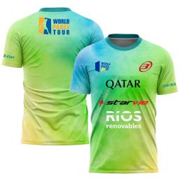 Camiseta esportiva solta de manga curta masculina, tops de tênis de secagem rápida, malha respirável, ao ar livre, verão - Image 4