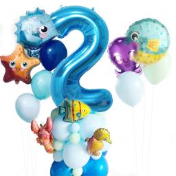 Conjunto de balões no oceano de animais marinhos para menino e menina, decorações de festa de aniversário, 1, 2, 3, 4, 5, 6, 7, 8, 43pcs - Image 3