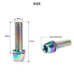6 pçs/set parafusos do guiador da bicicleta titânio-banhado liga de aço colorido m5 * 18mm mtb guiador da bicicleta haste riser parafuso em parafusos - Image 6
