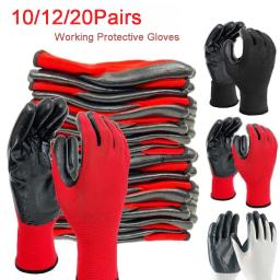 Luvas de Proteção Profissional para Homens, Luvas de Trabalho de Segurança, Nylon Industrial Glo, Construção de Jardim, 20-10 Pares - Image 1