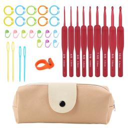 Kraball conjunto de ganchos de crochê com alça de silicone, agulha de alumínio para tricô diy, suéter, tecelagem, gancho de malha, acessórios de ferramentas - Image 1
