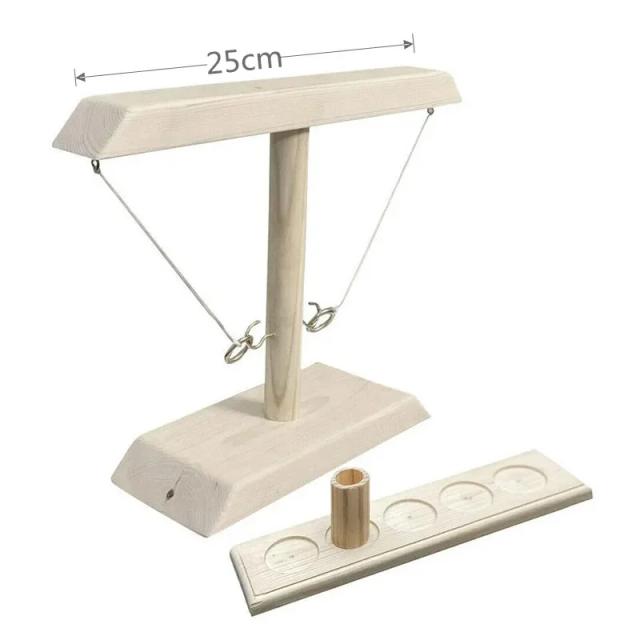 Jogo de Lançamento de Anel de Madeira Portátil para Crianças e Adultos - 25cm/30cm/40cm