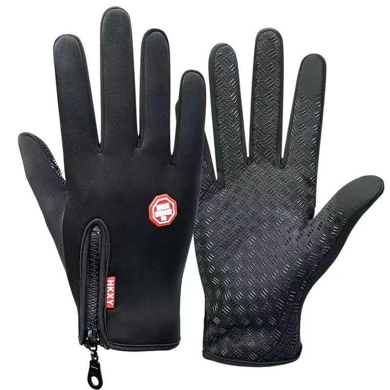 Luvas de ciclismo de inverno para homens e mulheres, respingo de água, quente, tela sensível ao toque, motocicleta, antiderrapante, esqui, zíper, à prova de vento - Image 1