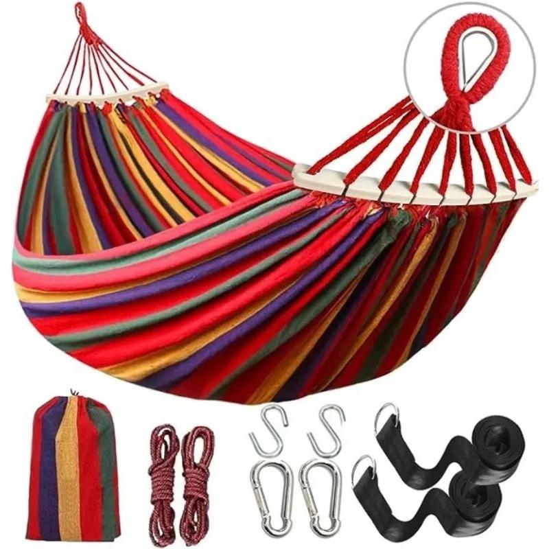 Portátil Double Camping Hammock, lona confortável, cama pendurada, jardim ao ar livre, móveis de praia, cadeira de balanço, 260x150cm - Image 1