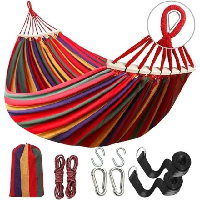 Rede de Camping Dobrável 260x150cm em Lona Confortável para Jardim e Praia, Ideal para Relaxar ao Ar Livre