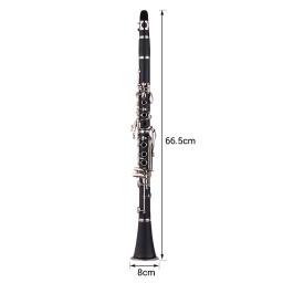 ABS 17-chave clarinete com estojo, Bb plana, luvas, pano de limpeza, Mini chave de fenda, Reed Case, 10pcs palhetas, instrumento de sopro - Image 3