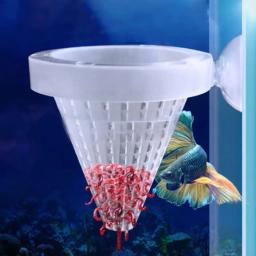 Alimentador cônico automático de plástico Cesta Hopper com ventosa Cone de aquário Red Worm Feeding, Novo - Image 3