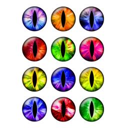 Cabochões de vidro redondos com olhos de gato e dragão, acessórios de jóias artesanais, 10mm/12mm/14mm/16mm/18mm/20mm/25mm, h014, 24pcs - Image 2