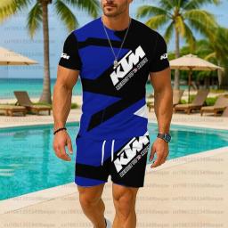 KTM Conjunto de roupas masculinas para motocicleta verão 2025, roupas esportivas respiráveis, shorts, roupa casual para bicicleta, 2 peças - Image 2