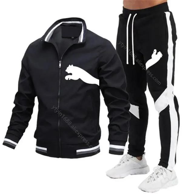 Conjunto Masculino de Treino de Beisebol: Jaqueta com Gola, Moletom com Zíper e Calça emendada para Corrida - Novidades 2022-2024