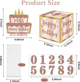 Caixa de Presente com Adesivos DIY, Adequado Para Qualquer Idade, Rosa, Rosa, Ouro, Surpresa Birthday Party, Caixa De Presente Em Dinheiro, Decoração - Image 5