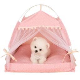 Tenda portátil de impressão floral para pequenos animais, tenda fechada para gatos, cama dobrável, cama confortável para gatinhos, canil para animais de estimação - Image 1