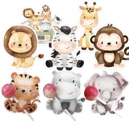 Wild Animal Lollipop Cartões para Crianças, Carton Candy Holder, Wild Forest, Happy Birthday Party, Candy Gift Acessórios, Suprimentos, 48pcs - Image 1