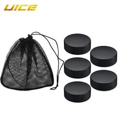 5/10 pces preto hóquei no gelo pucks para praticar bolas de hóquei de treinamento clássico com cordão saco de malha - Image 1
