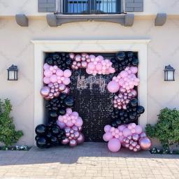 Kit Arco Garland Balão em Rosa e Preto, Decoração De Fundo, Metálico, Aniversário, Casamento, Halloween, Festa de Ano Novo, 151Pcs - Image 4