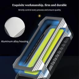 Lanterna LED multifuncional com ímã, USB recarregável, bateria 18650, tocha portátil, luz de trabalho COB, lanterna de acampamento ao ar livre - Image 4