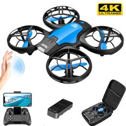 V8 novo mini drone 4k profissão hd 1080p câmera grande angular wifi fpv rc dron altura manter drones helicóptero crianças brinquedos 4drc - Image 1