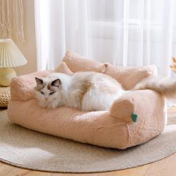 Sofá para animais com travesseiro, sofá para gatos com tampa lavável, cama para cães calmante com fundo antiderrapante, sofá para gatos fofo, móveis para animais - Image 1