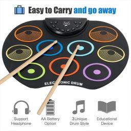 Bateria de música estéreo infantil, Bateria eletrônica USB, Combinação portátil, Instrumento de percussão com apoio para os pés, Pedal - Image 2