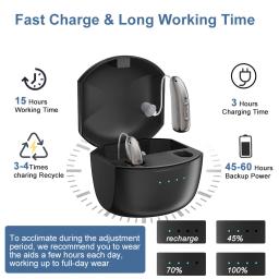 Aparelho auditivo digital bte recarregável, volume ajustável, mini amplificador de som portátil para idosos - Image 3