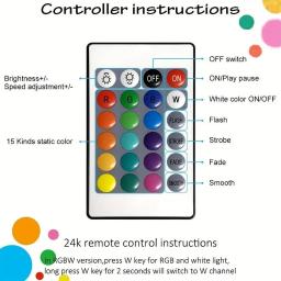 RGB LED Strip Light com controle remoto para decoração de casa, fita flexível da lâmpada, USB, Bluetooth, luz de fundo, festa, TV, 1-20m, 5050, 12 LED - Image 6