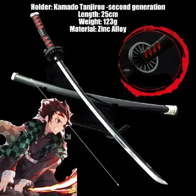 Espada de Metal Demon Slayer - Katana Real para Cosplay, Adereços Prontos para Batalha e Decoração de Quarto