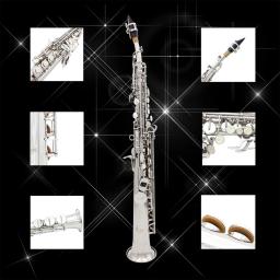 SLADE-Saxofone Soprano Profissional com Estojo, Corpo De Latão Bb, Sax Reto, Instrumento De Lã, Reeds Peças e Acessórios - Image 4