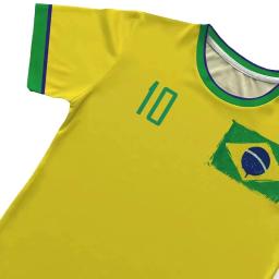 Camisa masculina da equipe de futebol do Brasil, camiseta gola O, camisa extragrande, manga curta, estampa 3D, seleção da bandeira brasileira, roupas masculinas - Image 2