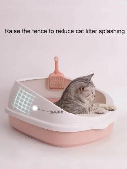 Caixa de areia para gatos com colher Banheiro para animais, Anti Splash Bedpan, Bandeja para cães, Banheiro para gatinhos, Toilette plástico em casa, Caixa de areia para gatos - Image 3