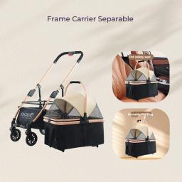 Carrinho dobrável para cães, carrinho para animais de estimação, carrinho de gato, cesta removível, grande espaço, animais de estimação, carrinho ao ar livre para sob 20kg, cães e gatos - Image 3