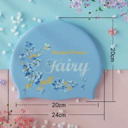Flor Imprimir Silicone Natação Cap, Impermeável, Esporte Aquático Chapéus, Stretch Diving, Acessórios de piscina, Mulheres adultas e meninas - Image 6