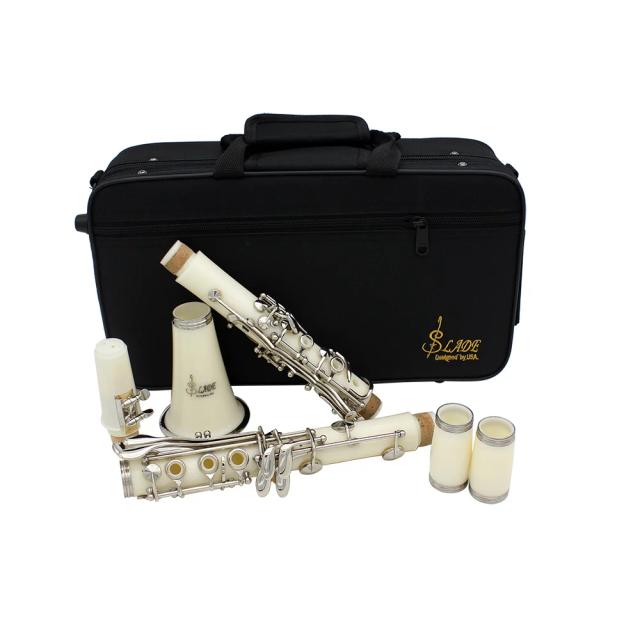 Clarinete Portátil Branco SLADE com 6 Anéis - Instrumento Profissional de Sopros Bb 17 Chaves