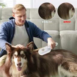 Escova a vapor para o cabelo do cão e do gato, escova a vapor 3 em 1, vaporizador, massagem, depilação, grooming suprimentos, acessórios para animais de estimação - Image 2