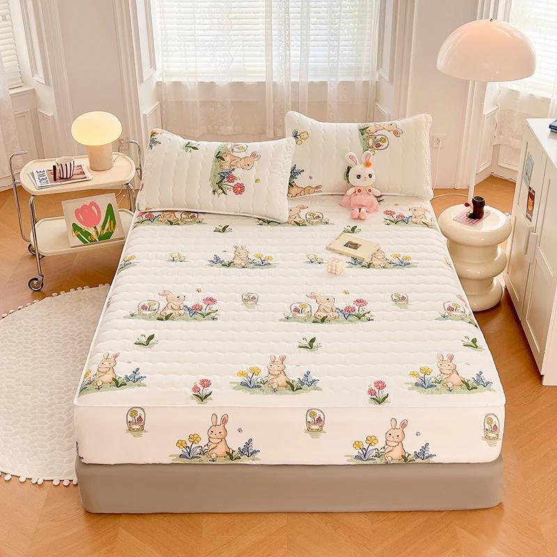 Folha equipada anti-ácaro com elástico, antiderrapante, capa de colchão ajustável, duplo, queen, rei tampa da cama, 1pc grosso - Image 1
