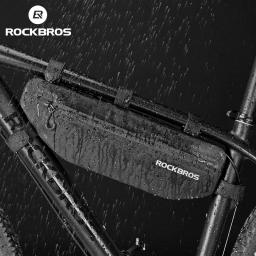 ROCKBROS bolsa quadrada para ciclismo e MTB, acessório, cesta de bicicleta para cano frontal superior, resistente à água e sujeira - Image 1