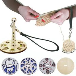 Suporte De Fio De Madeira Spinning Com Alça De Pulso, Ferramentas De Tricô, Acessórios De Crochet, Costura DIY, Carretel De Rosca, Enrolador De Bola De Lã - Image 3