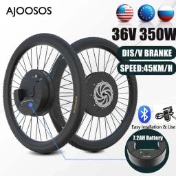 Kit de conversão ebike sem fio tudo em uma roda do motor para kit de conversão bicicleta elétrica 350w 36v 7.2ah 45km/h velocidade disco/v freio - Image 1