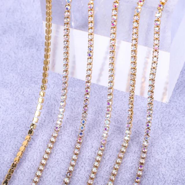 Cadeia de Cristal Strass Colorido para Costura em Pedras - Acessórios DIY para Copos e Guarnições