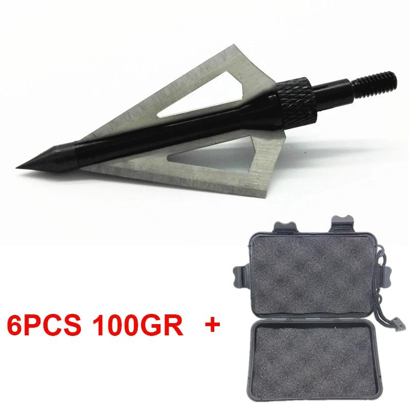 Box Head Arrows Broadheads para caça e tiro com arco, Aplicar para arco composto e bestas, Recoil Shooting Arrowheads, 6pcs - Image 1