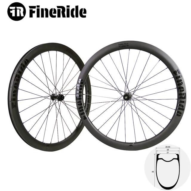 Rodas de Bicicleta de Cascalho em Carbono 700c Freio a Disco 45mm Profundidade 28mm Largura 36T Catraca