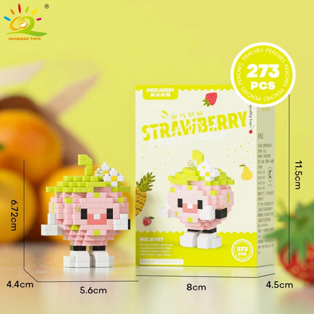 Huiqibao mini bonito delicioso fruta micro blocos de construção 3d diamante modelo tijolos comida diy cidade construção brinquedos para crianças - Image 1