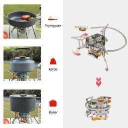 Fogão a gás portátil e dobrável ao ar livre, fogão à prova de vento, queimador de três cabeças, piquenique ultraleve, churrasco, camping suprimentos - Image 3