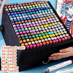 Marcadores Brush Canetas Set para Artista, Marcador Manga, Material de Arte Escolar, Papelaria Coreana, Pintura, Desenho, 12-168 Cores - Image 1
