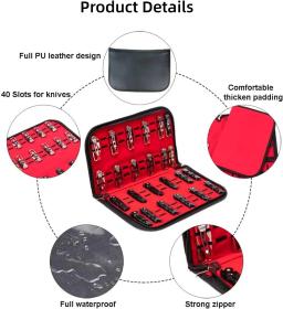 Faca Display Case para 40 + Facas de bolso, Folding Knife Holder Organizador, Facas Roll Coleção, Estojo de armazenamento - Image 4