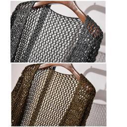 Fio metálico para tricô, crochê de algodão oco, fio dourado e prateado, fios, linha Shinny, chapéu brinquedo, malha manual, bricolage, 500g - Image 2