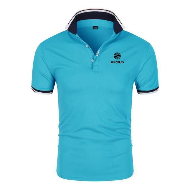 Camisas Polo Masculinas e Femininas com Estampa Airbus para o Verão dos Pilotos de Avião