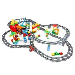 Blocos de construção de tamanho grande para crianças, Conjuntos de trem compatíveis DIY Railway Track Assemble, Brinquedos interativos de tijolos educativos - Image 6