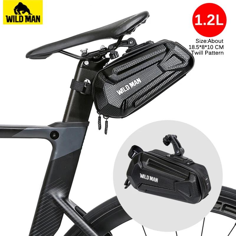 SELVAGEM HOMEM-Saco De Sela De Bicicleta Impermeável Traseira, Shell Duro, Acessórios De Ciclismo, Pode Ser Pendurado, Luzes Traseiras, 1.2L - Image 1