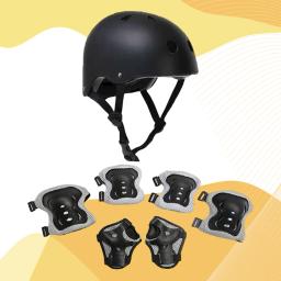 7 pçs/set crianças conjunto de equipamentos de proteção meninos meninas tamanho ajustável capacete com joelheiras cotovelo guardas de pulso para skate ciclismo - Image 2
