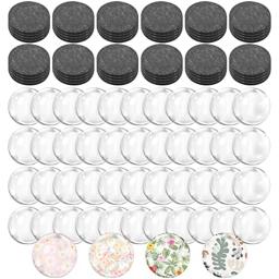 Artesanato Frigorífico Vidro Ímã cerâmico com adesivo Backing, Transparente Clear Glass Dome Cabochões, preto, 48 conjuntos - Image 1